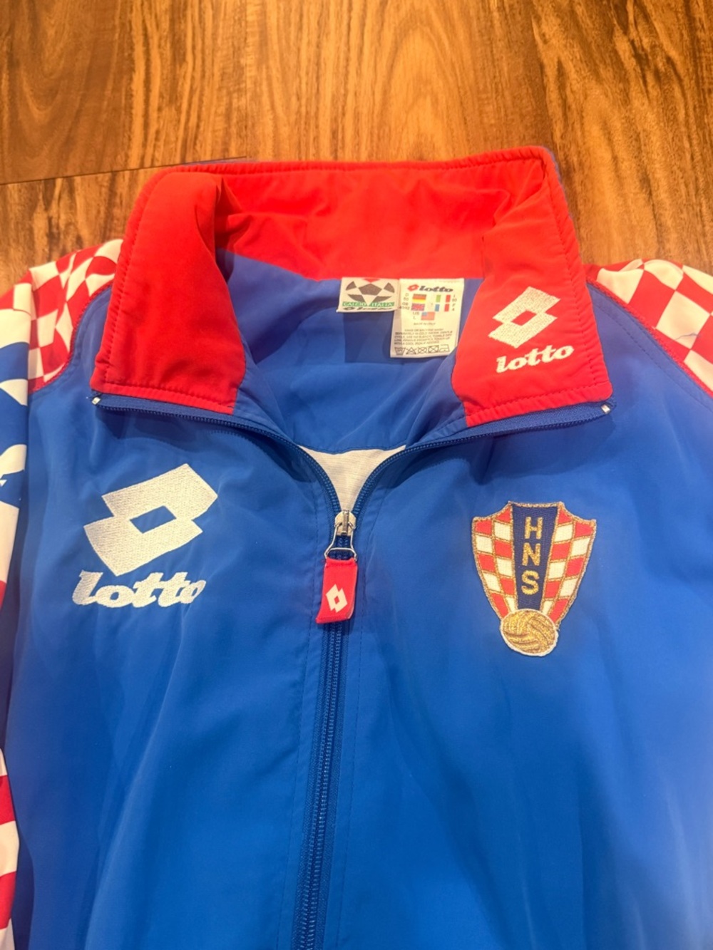 Vintage 90's Lotto Croatia Football Jacket Soccer Mens Full Zip Rare Large - Picture 4 of 14